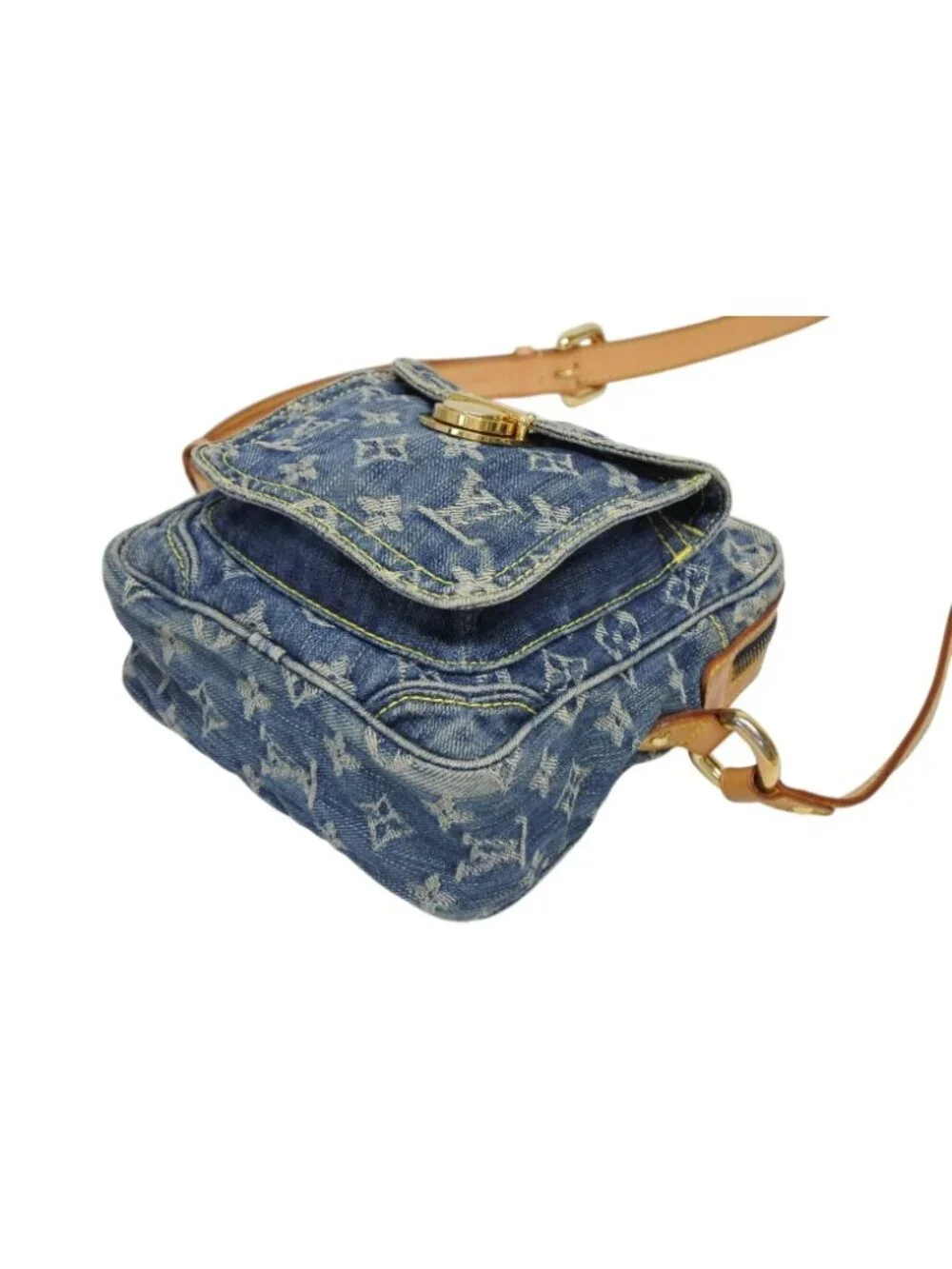 Louis Vuitton Camera Bag Monogram Denim Indigo Blue Gold
